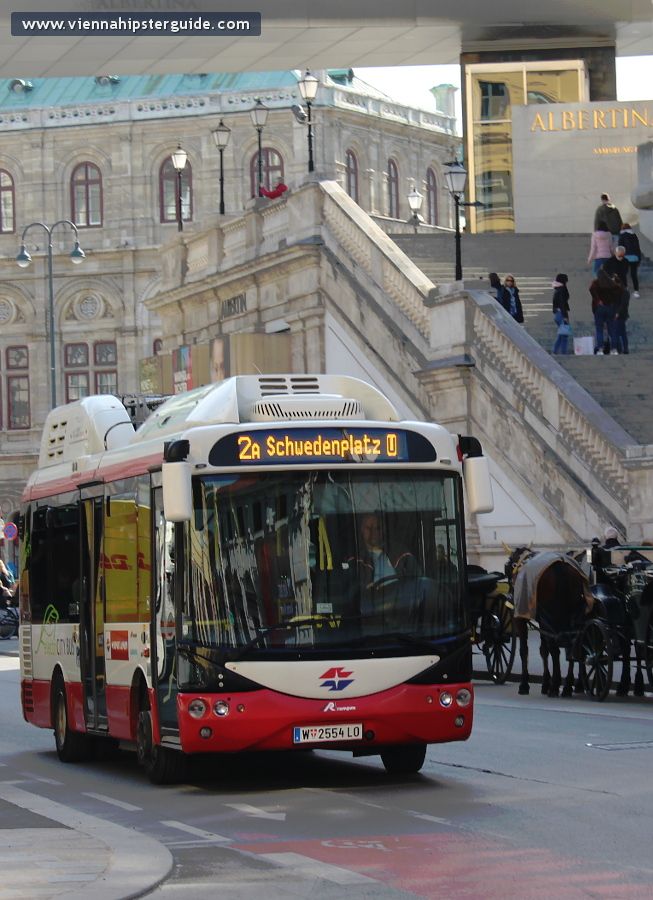 Bus 2a at Albertinaplatz in Vienna, Austria - Wien