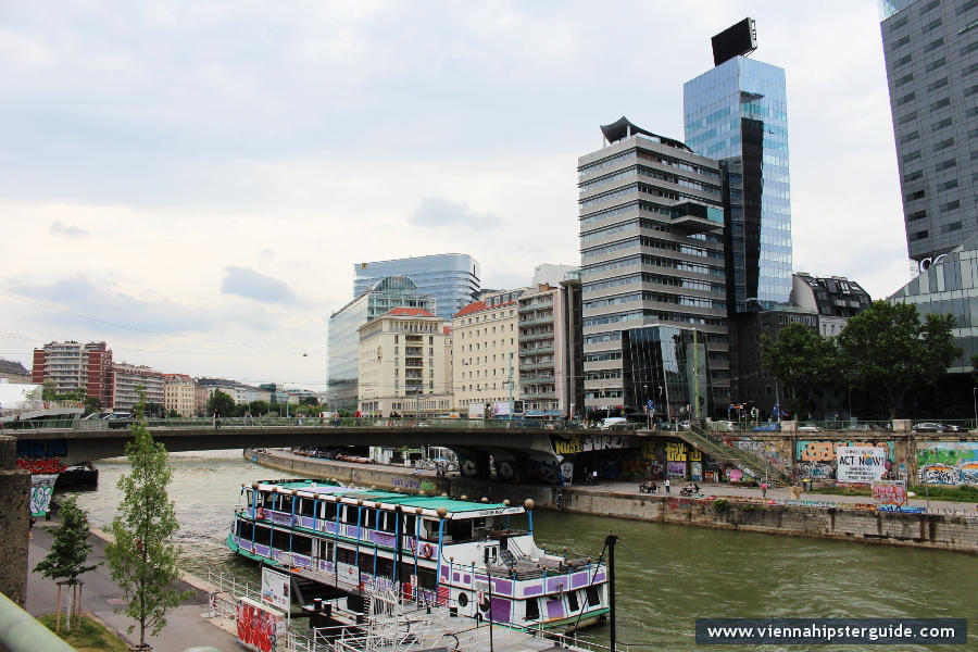 Ship MS Vindobona in Donaukanal, Vienna / Wien, Schiffahrt
